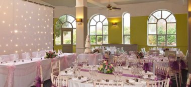 Wedding Breakfast Layout Close Up With Windows At Derwentwater Hotel Wedding Venue Lake District Gay Wedding Guide 9 380X174