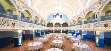 Wedding Breakfast Bluelayout At Oxford Town Hall Wedding Venue Oxford Gay Wedding Guide 9 380X174