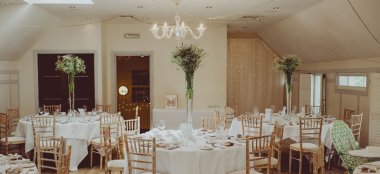 Wedding Breakfast Layout With Fairy Lights At The Kings Arms Dorset Wedding Venue Gay Wedding Guide 9 380X174