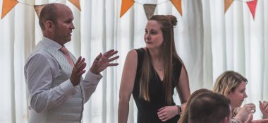 Wedding Party Members Talking By Gay And Lesbian Wedding Photograhper Andrew Duncan Photography Via Gay Wedding Guide 6 380X174