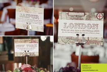 Wedding Table Signs At Darren And Georgios Same Sex Marriage London Boat Wedding. Photographs Copyright Emir Hasham 3 5 344X230