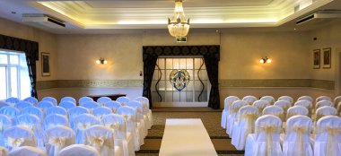 White Ceremony Layout At Glenskirlie House Castle Wedding Venue In Scotland Gay Wedding Guide 1 9 380X174