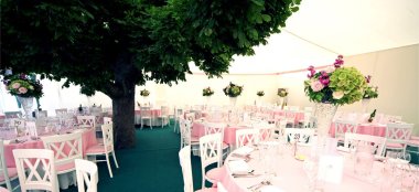 White Vienna Chairs And Custom Bubblegum Pink Seatpads By The Event Hire Company Featured On The Gay Wedding Guide 6 380X174