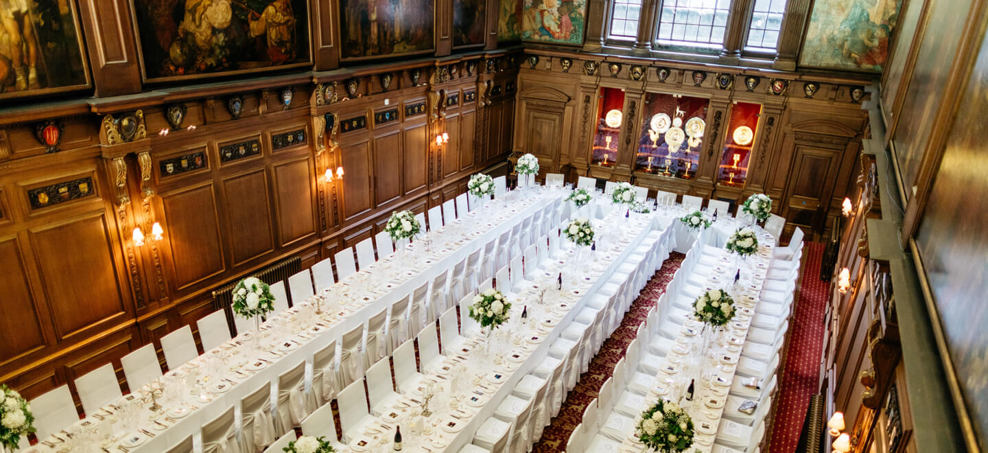 White wedding layout at Skinners Hall wedding venue central London gay wedding Guide 1 9