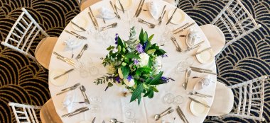 Aerial View Of Wedding Breakfast Table At The Grand Brighton Wedding Venue Gay Wedding Guide 9 380X174