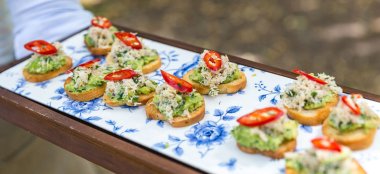 Avocado Wedding Canapes At The Perch Rustic Wedding Venue Oxford Gay Wedding Guide 9 380X174