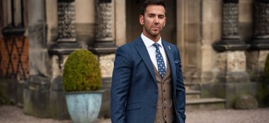 Blue Wedding Suit Whitfield Ward Gay Lesbian Wedding Suit Hire Tailor Cheshire Gay Wedding Guide 6 380X174