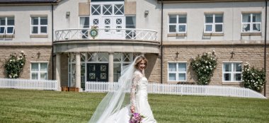 Bride Outside Pavilions Of Harrogate Wedding Venue Yorkshire Via The Gay Wedding Guide 9 380X174