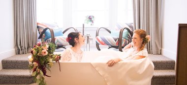 Brides In Bath At Brighton Harbour Hotel Gay Friendly Beach Wedding Venue In Brighton 9 380X174