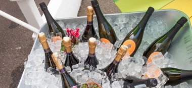 Champagne In A Wheelbarrow At Alex And Lynsey At Their Lesbian Wedding Somerset Photographer And Copyright Ragdoll Photography 3 5 380X174