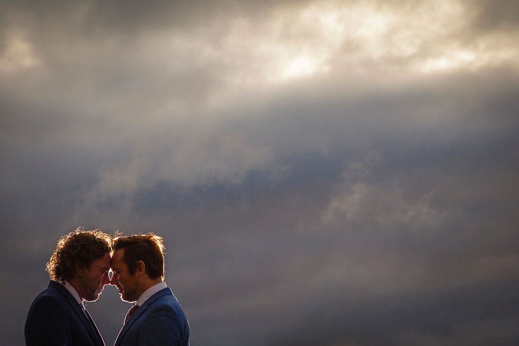 cloudy backdrop Real Gay Wedding of Shaun and Carl via The Gay Wedding Guide images by Ross Willsher 3 5