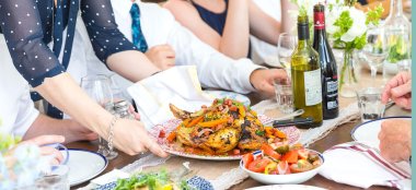 Country Roast Chicken Wedding Breakfast At The Perch Rustic Wedding Venue Oxford Gay Wedding Guide 9 380X174