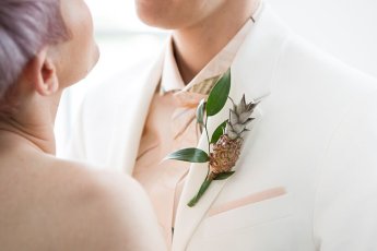 Couple Together At Exotic Tropical Wedding Theme Styled Shoot By Paola De Paola Via The Gay Wedding Guide 8 345X230
