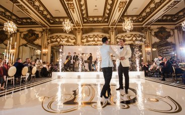 Derrick And Michael Dancing And Laughing And Everyone Else Watching At Their Gay Wedding Party 3 5 368X229