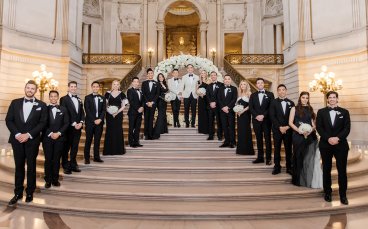 Derrick And Michael Group Photo With All Bridemaids And Stags At Their Gay Wedding Ceremony 5 368X229