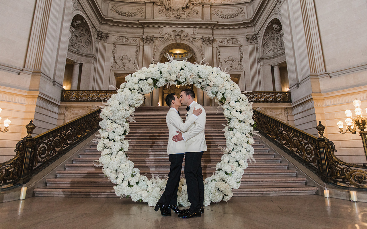 derrick and michael kissing after their gay wedding ceremony 3 5