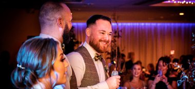 Gay Groom Having His Speech At Oec In Sheffield Via Gay Wedding Guide 9 380X174