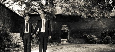 Gay Grooms Walk Hand In Hand As Rain Falls Image By Pike Photography Via Gay Wedding Guide 6 380X174