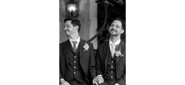 Gay Wedding 2 At The Olde Bell Inn Hurley Gumpoldskirchen Wedding Photographer Twickenham Via Gay Wedding Guide 9 380X174