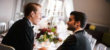 Grooms Holding Hands At Shakespeares Globe London Wedding Venue Theatre Wedding Se1 Civil Partnership Gay Wedding Celebration 9 380X174