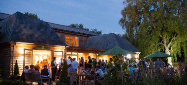Guests Mull Outside Houchins Barn Wedding Venue Essex Gay Wedding Guide 9 380X174