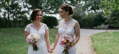 Hand In Hand Brides At Dodmoor House Lesbian Wedding Venue Northamptonshire Barn Gay Wedding Venue Northamptonshire The Gay Wedding Guide 9 380X174