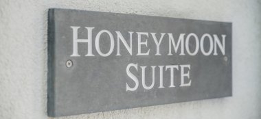 Honeymoon Suite Sign At Polpier Cornwall Wedding Venue Via The Gay Wedding Cornwall Guide 9 380X174