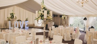 Inside Marquee At Ringwood Hall Country House Wedding Venue Gay Wedding Guide 9 380X174