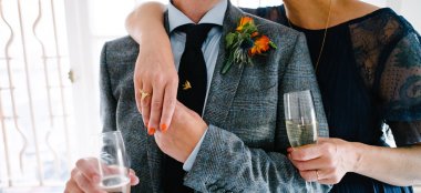 Jamie And Jessica Hold Hands At Their Lesbian Wedding Photograph By Lea Attentive Via Gay Wedding Guide 6 380X174
