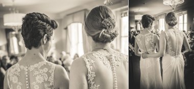 Lesbian Brides Look At Guests Image By Gay Wedding Photographer Pike Photography Via Gay Wedding Guide 6 380X174