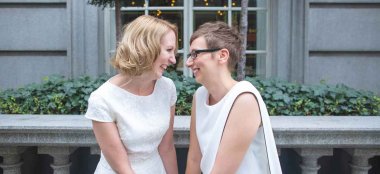 Lesbian Brides Look Excited Mage By Staffordshire Wedding Photographer Ragdoll Photography Via The Gay Wedding Guide 6 380X174