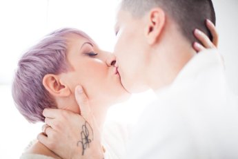 Lesbian Kiss At Exotic Tropical Wedding Theme Styled Shoot By Paola De Paola Via The Gay Wedding Guide 8 345X230