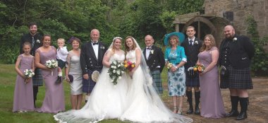 Lesbian Wedding Guests At Barn Wedding At The Loft Inverness Wedding Venue Moray Gay Wedding Guide 9 380X174
