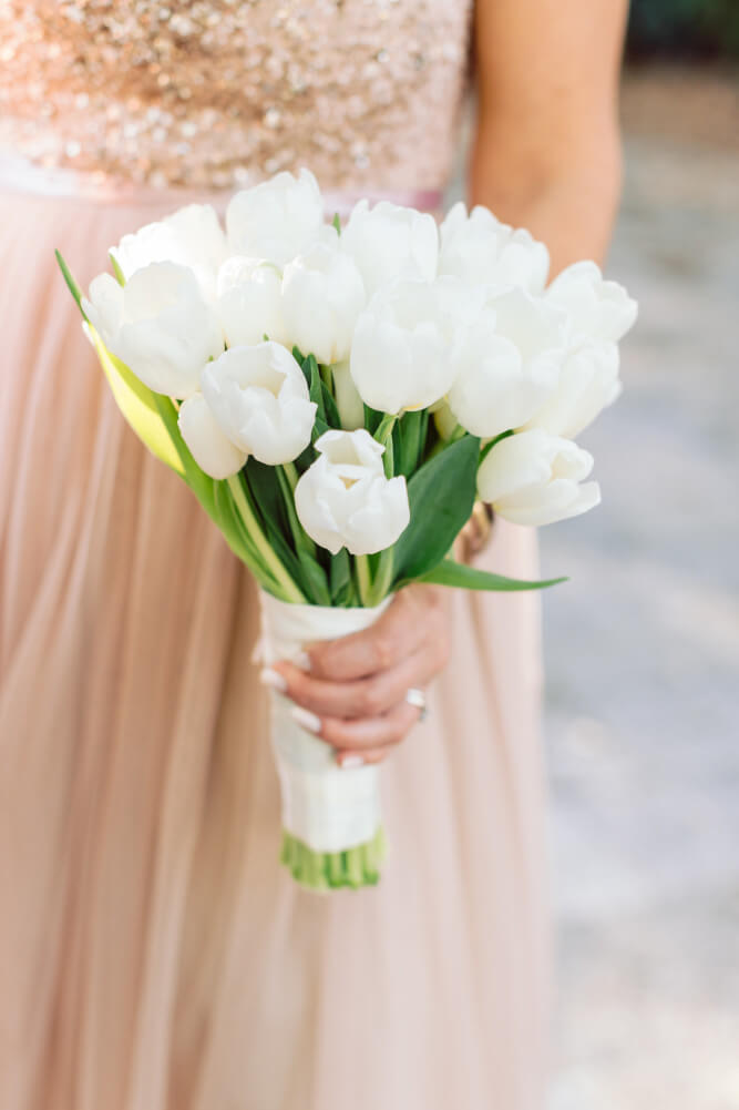 lesbian wedding of Rachel Marianne white tulips image copyright Elaine Palladino Photography via Gay Wedding Guide 5