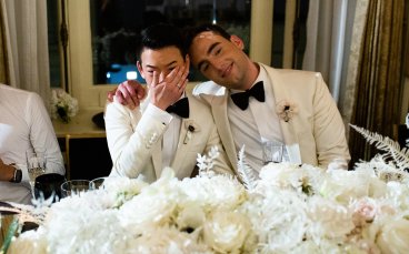 Michael Hugs Derrick At Their Gay Wedding Party 3 5 368X229
