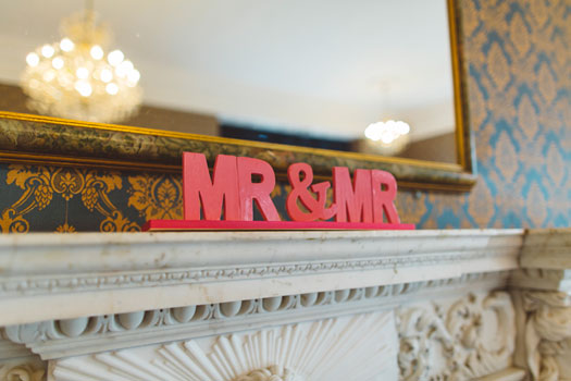 mr and mr sign Vince and Georges pink wedding Berkshire photographed by gay wedding photographer Benjamin Stuart Photography 3 5