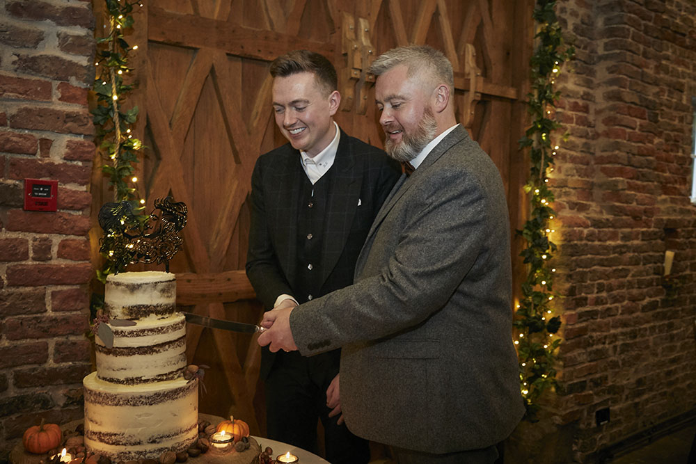 naked wedding cake at gay wedding of Rory and Colin image by Hoult Photography via Gay Wedding Guide 1 5