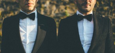 Orchestra Weddings Gay Couple Side By Side Suits On Copy 6 380X174