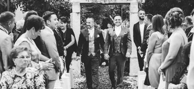 Orchestra Weddings Gay Couple Walking Towards The Alter 6 380X174