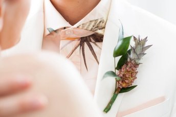 Pineapple Buttonhole At Exotic Tropical Wedding Theme Styled Shoot By Paola De Paola Via The Gay Wedding Guide 8 344X230