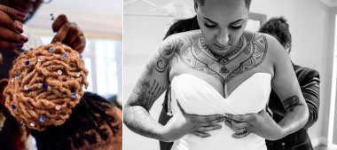 Putting On Dress Real Lesbian Wedding Image Copyright Corina Oghina Via The Gay Wedding Guide 1 5 380X169