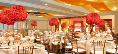 Red Wedding Themed Dining Layout At Diy Wedding Leicester Holiday Inn Leicester Gay Wedding Guide 9 380X174
