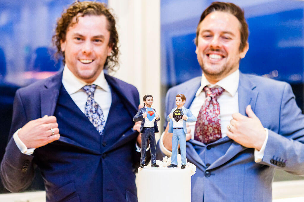 superhero cake toppers Real Gay Wedding of Shaun and Carl via The Gay Wedding Guide images by Ross Willsher 3 5