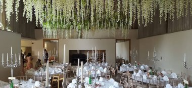 Suspended Flowers At Houchins Barn Wedding Venue Essex Gay Wedding Guide 9 380X174
