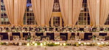 Table Layout At Saddlers Hall City Wedding Venue London Gay Wedding Guide 9 380X174