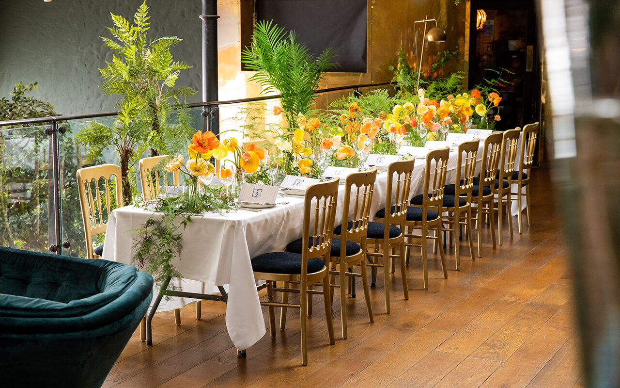 table setup with flower bouquets 6