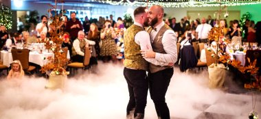 Two Gay Grooms First Dance At Oec In Sheffield Via Gay Wedding Guide 9 380X174