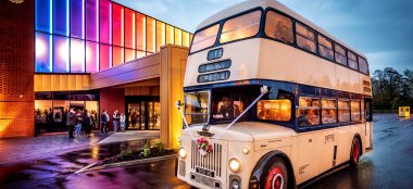 Wedding Bus Arriving At Oec Main Entrance At Oec In Sheffield Via Gay Wedding Guide 9 380X174