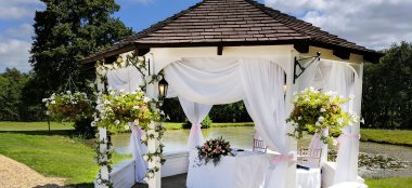 Wedding By The Lake At Lythe Hil Country House Wedding Venue Surrey Gay Wedding Guide 9 380X174
