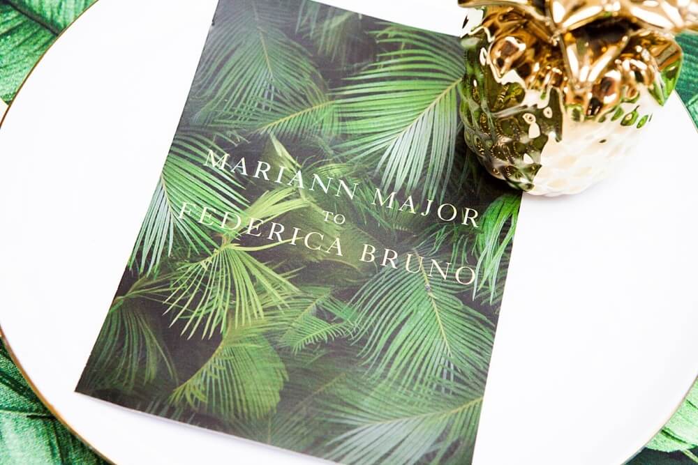 wedding stationery at exotic tropical wedding theme styled shoot by paola de paola via the gay wedding guide 8